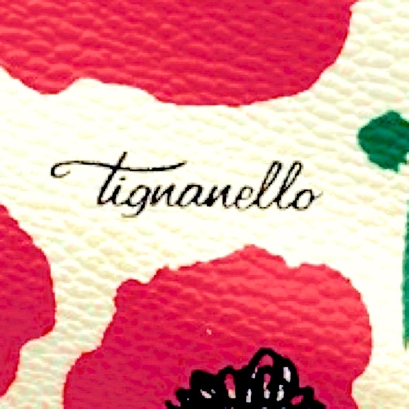 👜🌺‎ NWT TIGNANELLO Strawberry Poppy Tote | Red & Cream Floral Handbag | - Picture 11 of 13